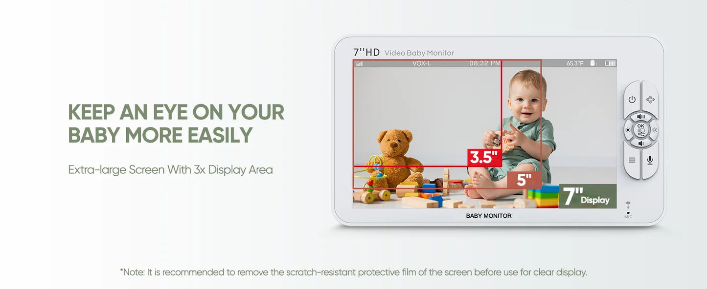 7" 1080P HD Split Screen Baby Monitor – Dual Cameras & Remote Control