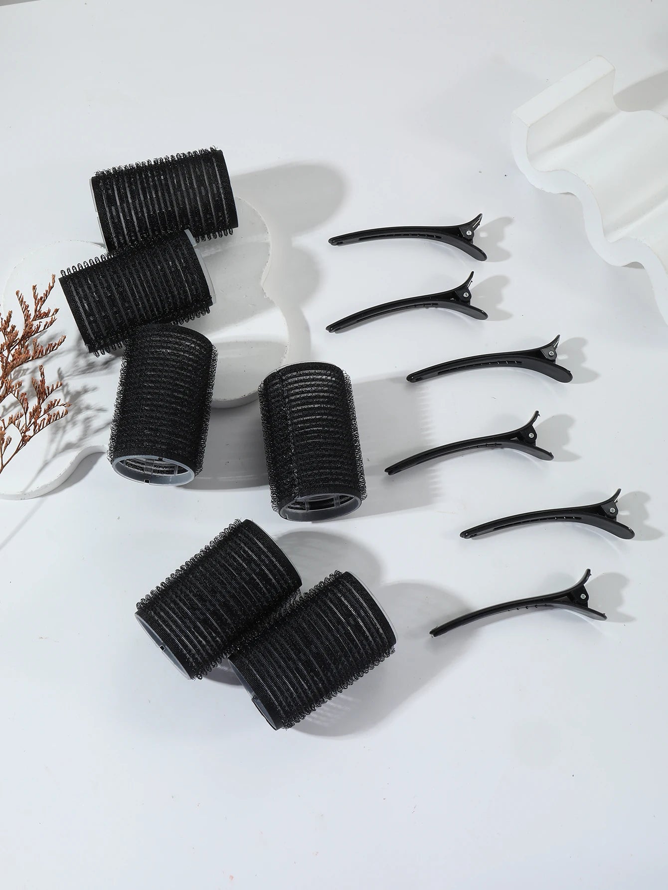 12pcs Self-Adhesive Hair Curlers & Bangs Clips for Styling Wigs