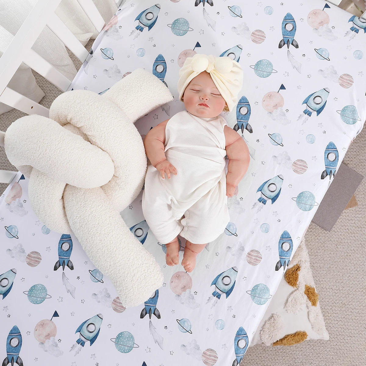 Happy Flute Cartoon Baby Bed Sheet – Soft, Breathable 70×130cm