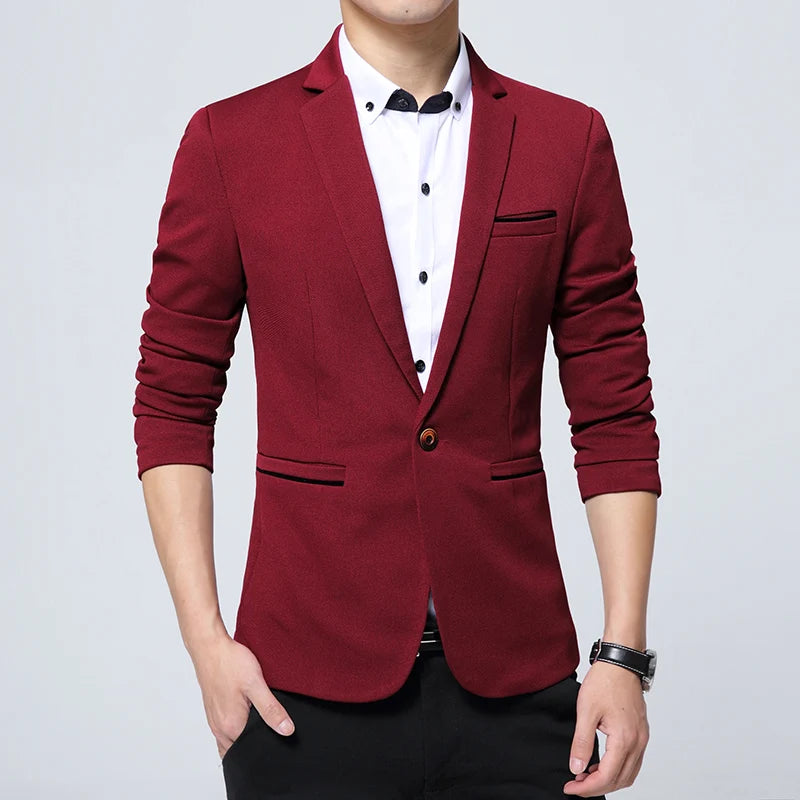 Men's Slim Fit Blazer – Smart Casual Suit Jacket for Spring & Autumn