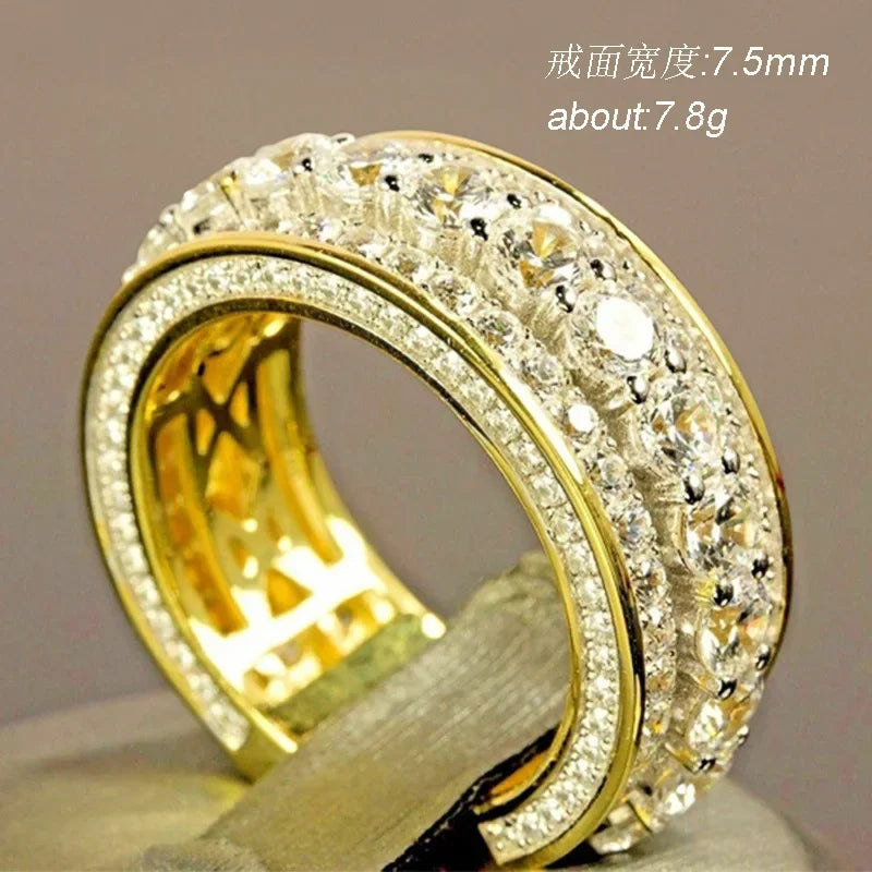 14K Gold Color Full Diamond Round Ring – Wedding & Engagement