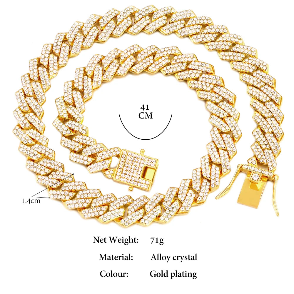 Hip Hop Iced Out Cuban Link Chain Necklace – Gold & Silver Men’s Gift