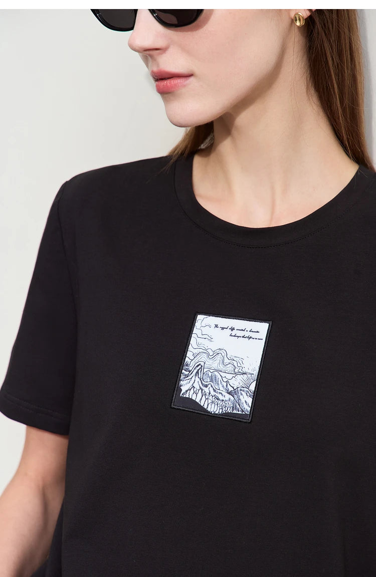 Women’s Casual Embroidered Cotton T-Shirt – Spring Short Sleeve Top