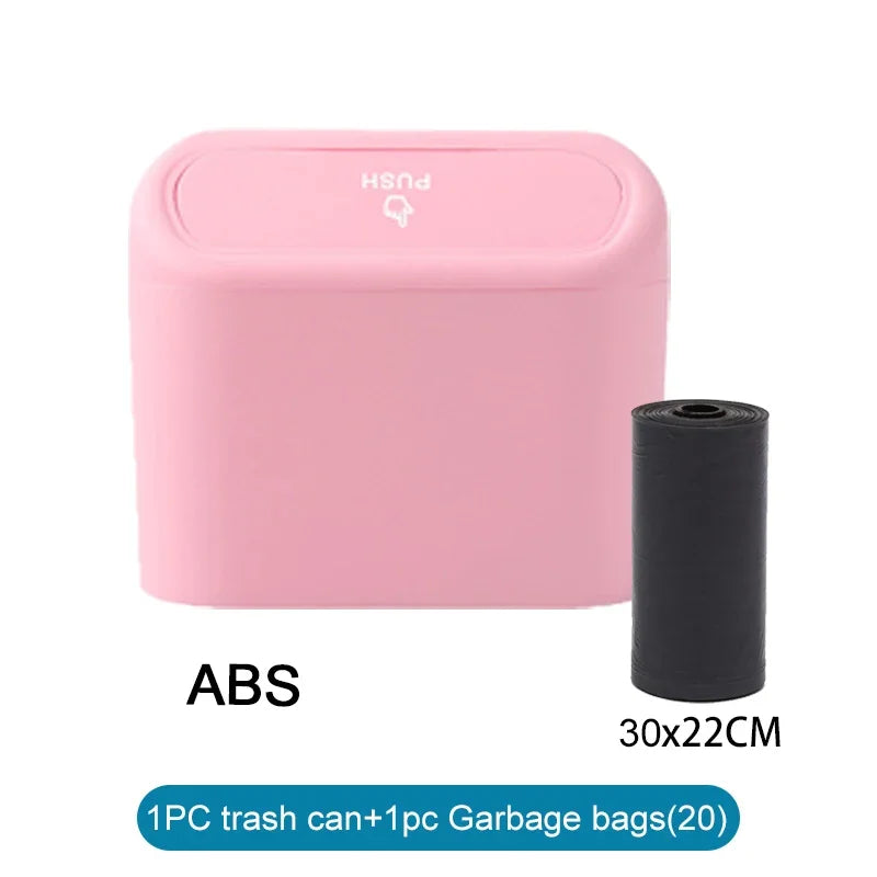 Leak-Proof Car Trash Can with Lid & 60 Garbage Bags – Mini Bin