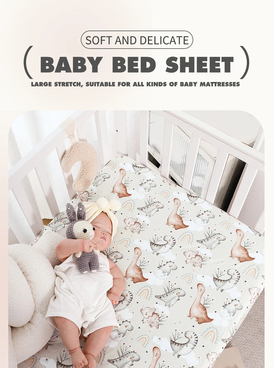 Happy Flute Cartoon Baby Bed Sheet – Soft, Breathable 70×130cm