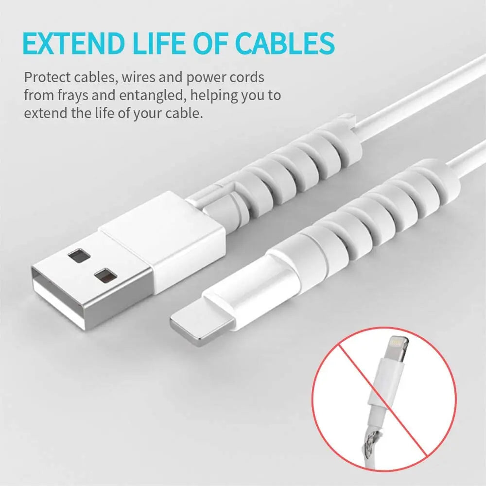 Charging Cable Protector – Cord Organizer, Holder & Winder Clip Set