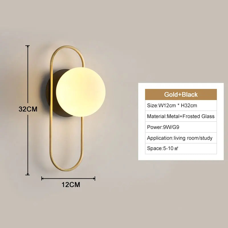 Interior LED Wall Lamp with G9 Bulb – Black & Gold Wall Sconce