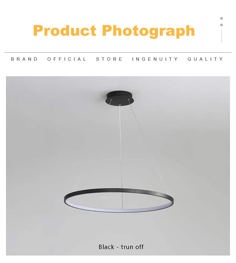 Modern Round LED Pendant Light – Black/White Minimalist Chandelier