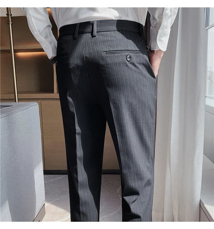 Cartmela Men’s Black Striped Suit Pants