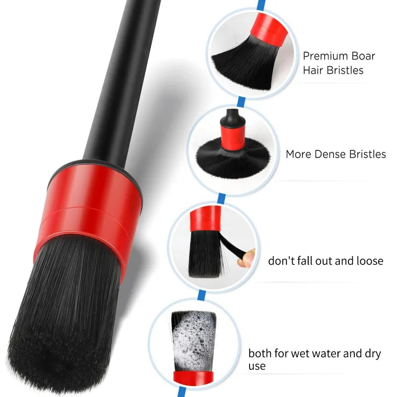 5Pcs Car Cleaning Brush Kit - Auto Detail Brushes