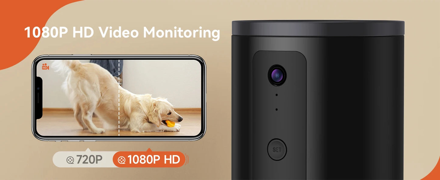 Smart Pet Camera with Treat Dispenser for Dogs and Cats