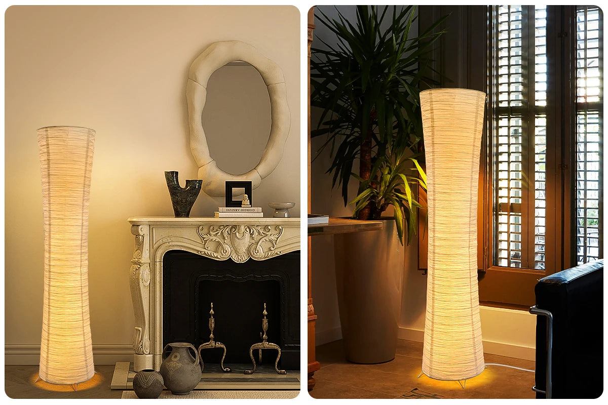 Three-Color Paper Lampshade LED Floor Lamp