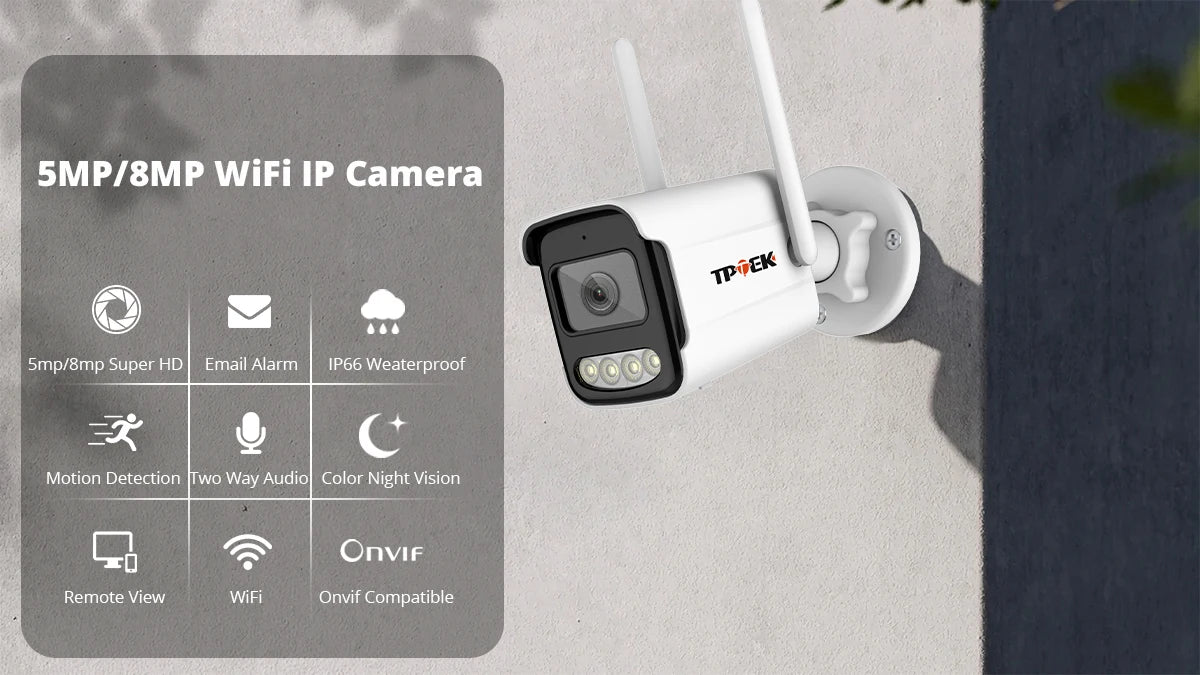 8MP 4K WiFi Wireless Outdoor IP Camera – AI Human Detection CCTV