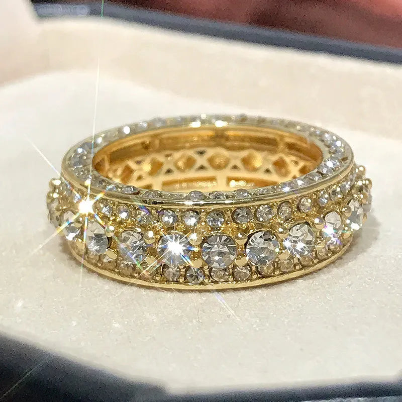 14K Gold Color Full Diamond Round Ring – Wedding & Engagement