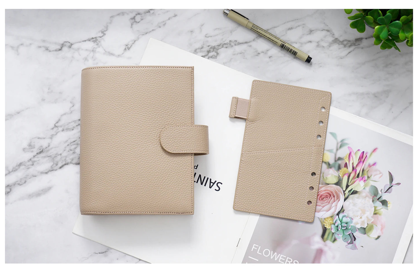 Personal Size Planner – 30mm Rings, Genuine Pebbled Grain Leather