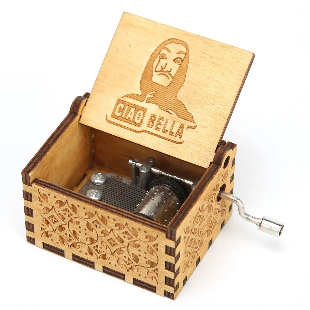 Wooden Hand Crank Music Box
