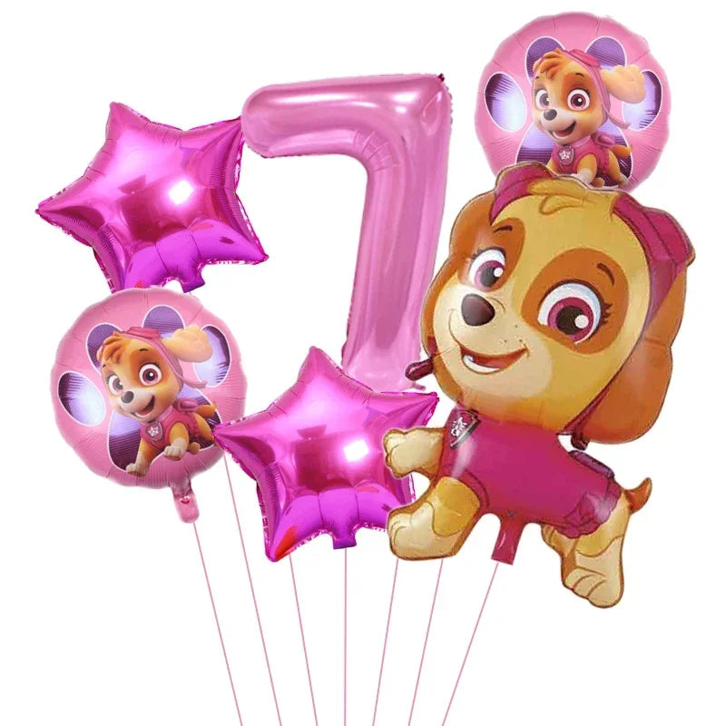 6pcs Paw Patrol Foil Balloons – Kids Birthday Party Decorations
