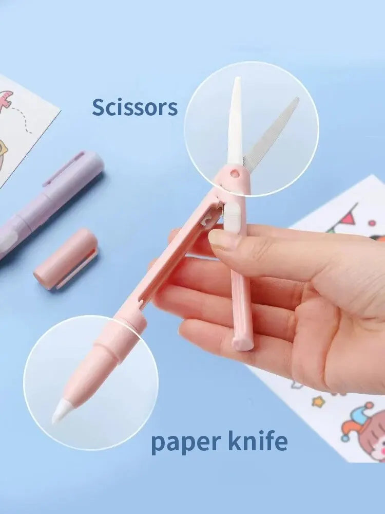 Mini 2-in-1 Portable Scissors & Paper Cutter Knife for Crafting