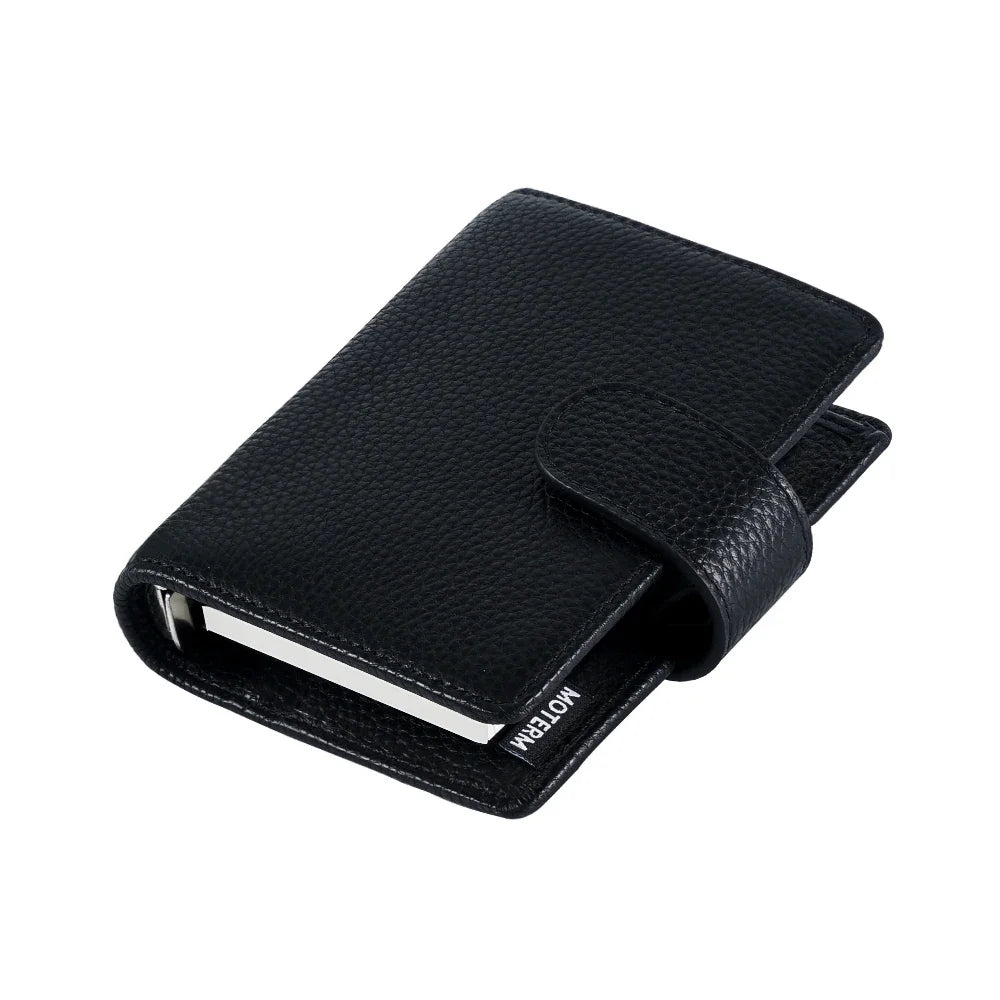 A8 / M5 Mini Rings Planner – Pebbled Grain Cowhide Leather Organizer