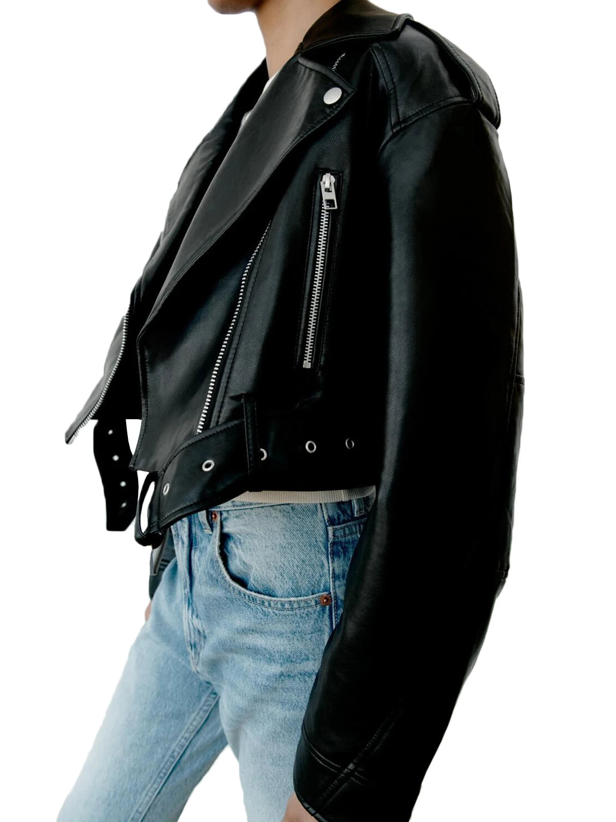 Fitaylor Faux PU Leather Jacket for Women