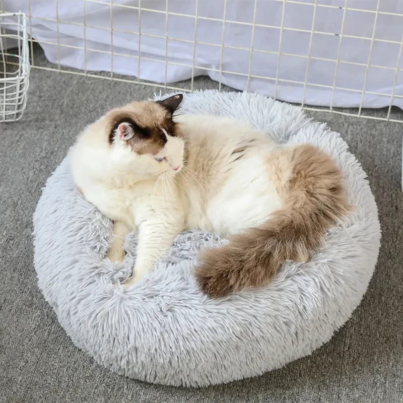 Round Plush Pet Bed – Soft Sleeping Cushion for Cats & Dogs