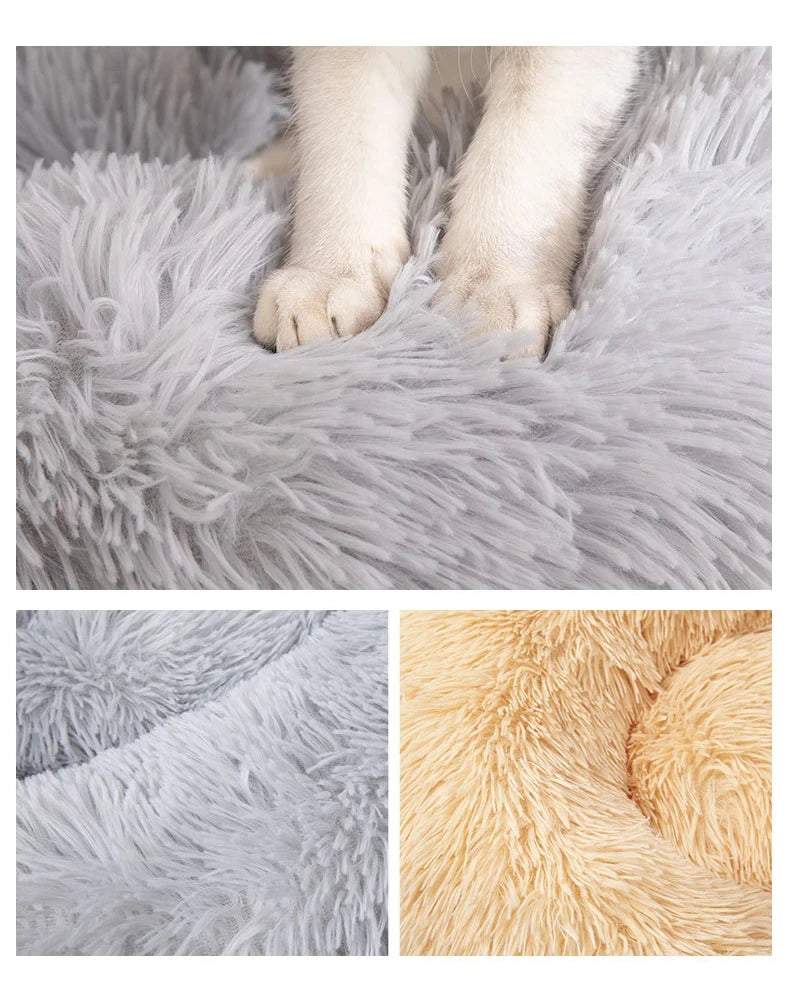 Round Plush Pet Bed – Soft Sleeping Cushion for Cats & Dogs