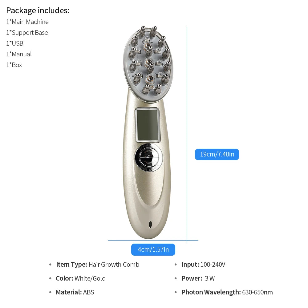 EMS Electric Scalp Massager – LED Hair Growth & Anti-Hair Loss Comb