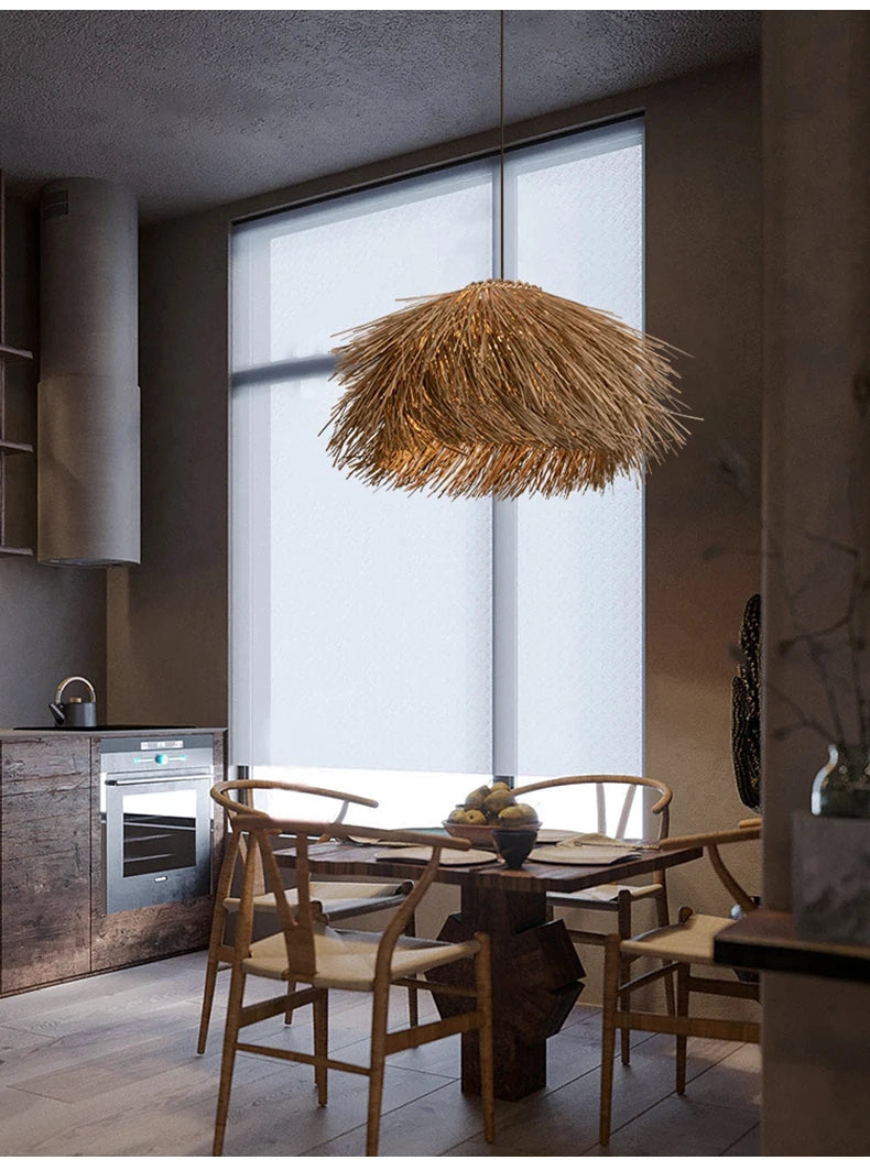 Retro Hand-Woven Rattan LED Chandeliers – Pendant Lights 40–80cm