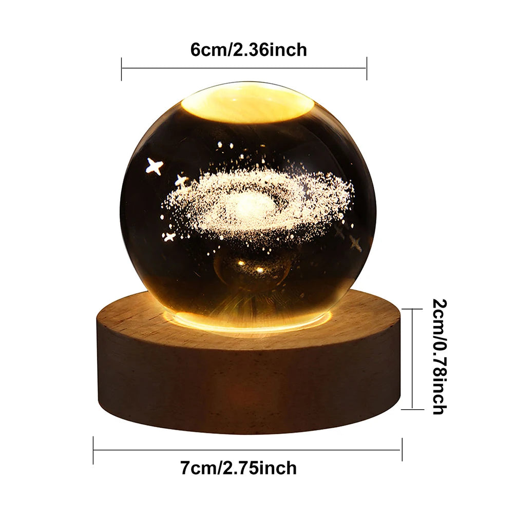 USB LED Galaxy Crystal Ball Lamp – 3D Moon Planet Night Light