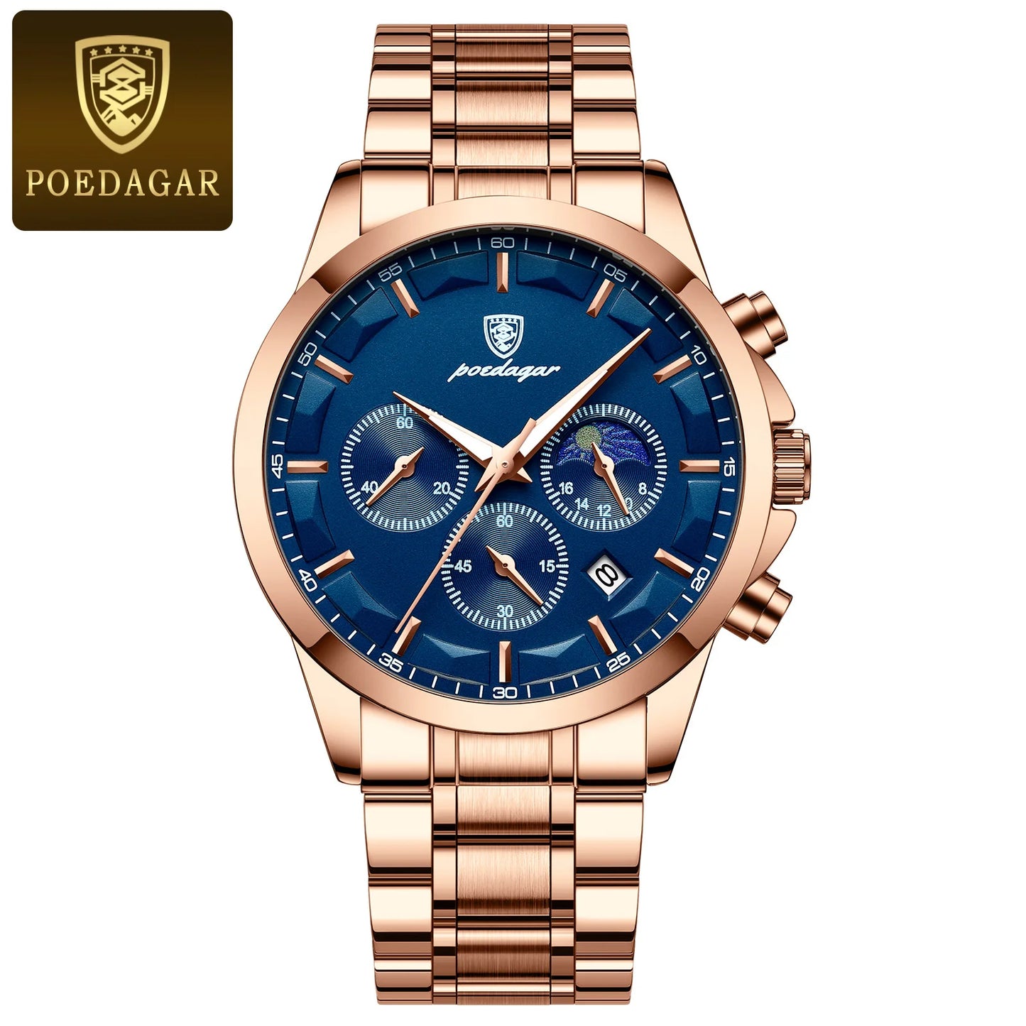 POEDAGAR Men's Luxury Quartz Chronograph Waterproof Watch