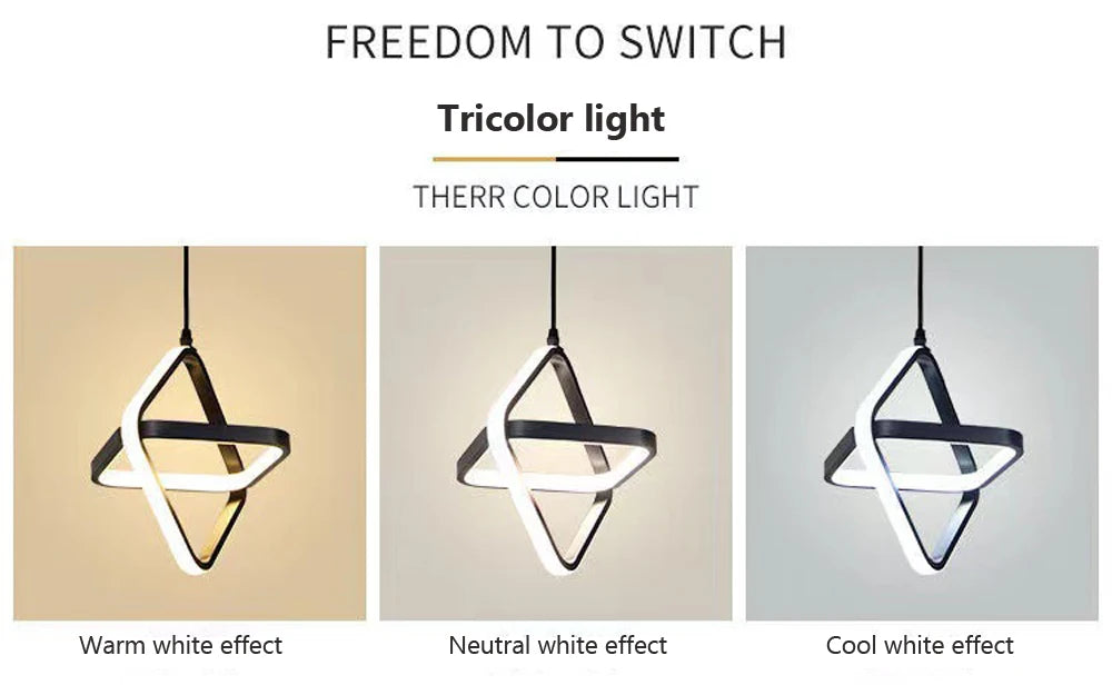 Modern Black LED Pendant Light – Dining & Bedroom Chandelier Lamp