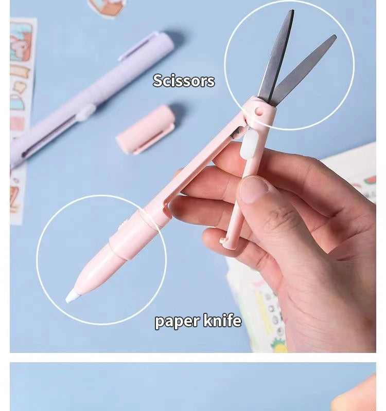 Mini 2-in-1 Portable Scissors & Paper Cutter Knife for Crafting