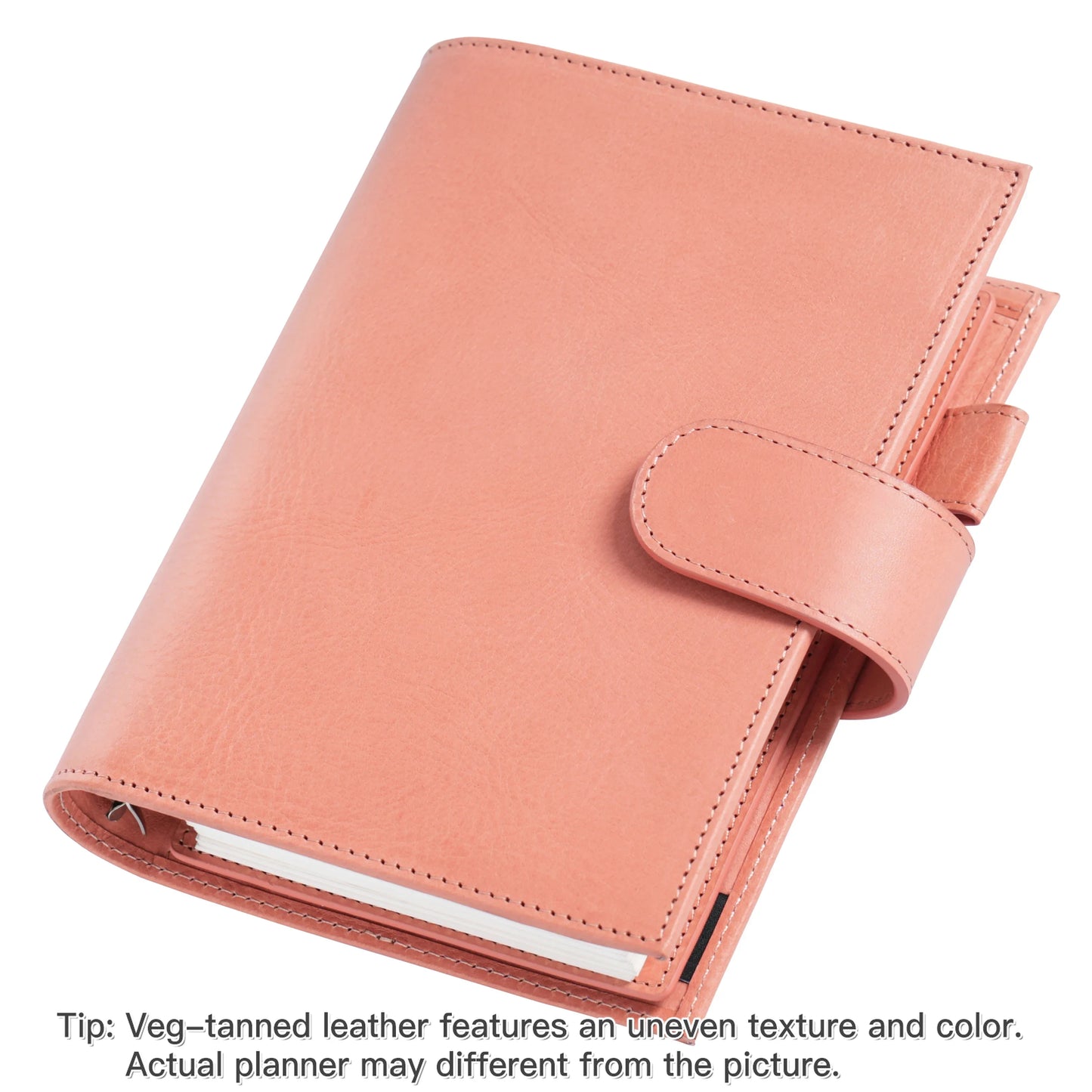 Full Grain Leather Planner with Rings – Personal Size Organizer