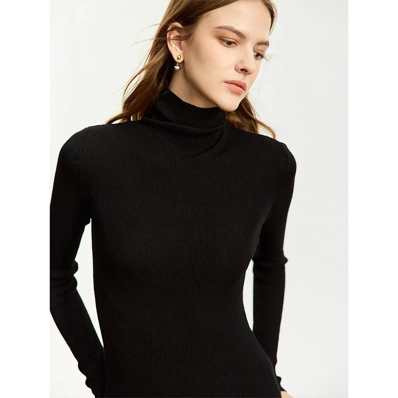 Women’s Slim Fit Turtleneck Sweater – Warm High Elastic Pullover