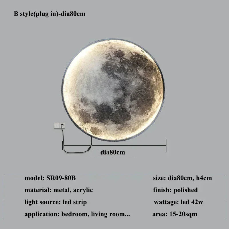 Modern 3D Moon LED Wall Lamp – Bedroom & Living Room Light