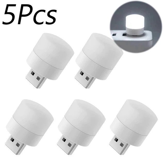 Mini USB LED Night Light – Warm White Book Reading Lamp 1/10pcs