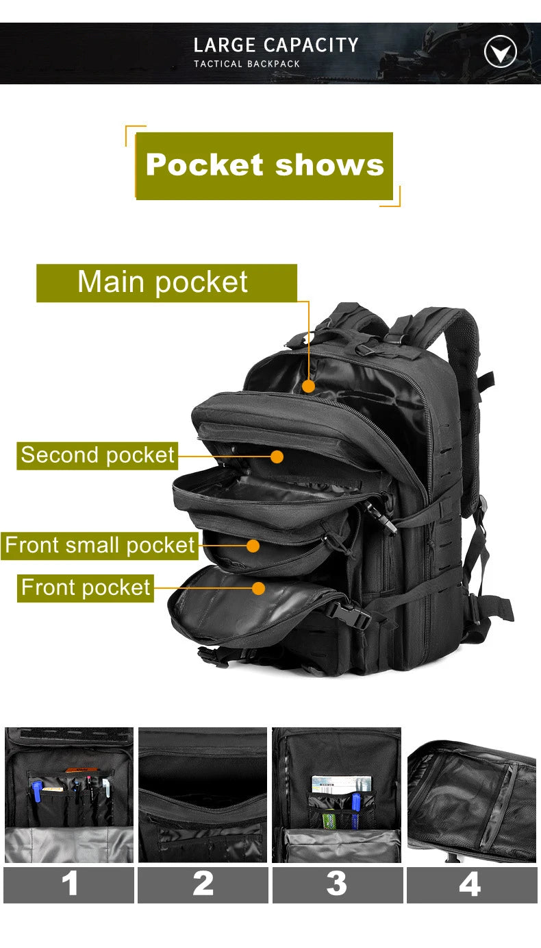 Tactical Backpack – Small Gym, Travel & Hiking Bag with Molle System