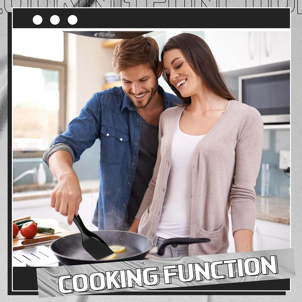 2-in-1 Grip Flip Spatula Tongs - Nylon Non-Stick Egg Flipper for Pancakes, Fish