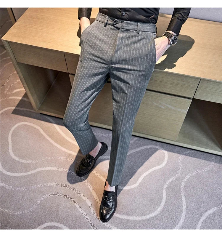 Cartmela Men’s Black Striped Suit Pants