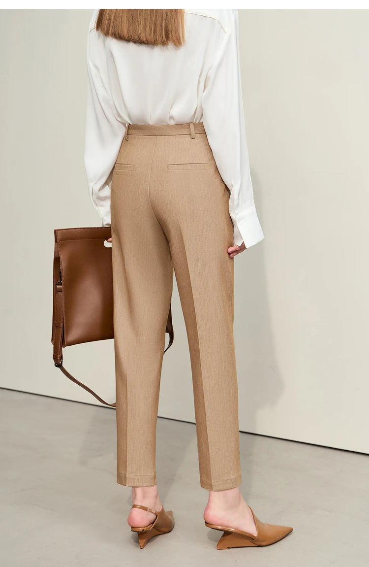 Women’s Straight Casual Pants – Summer Elastic Waist Office Wear