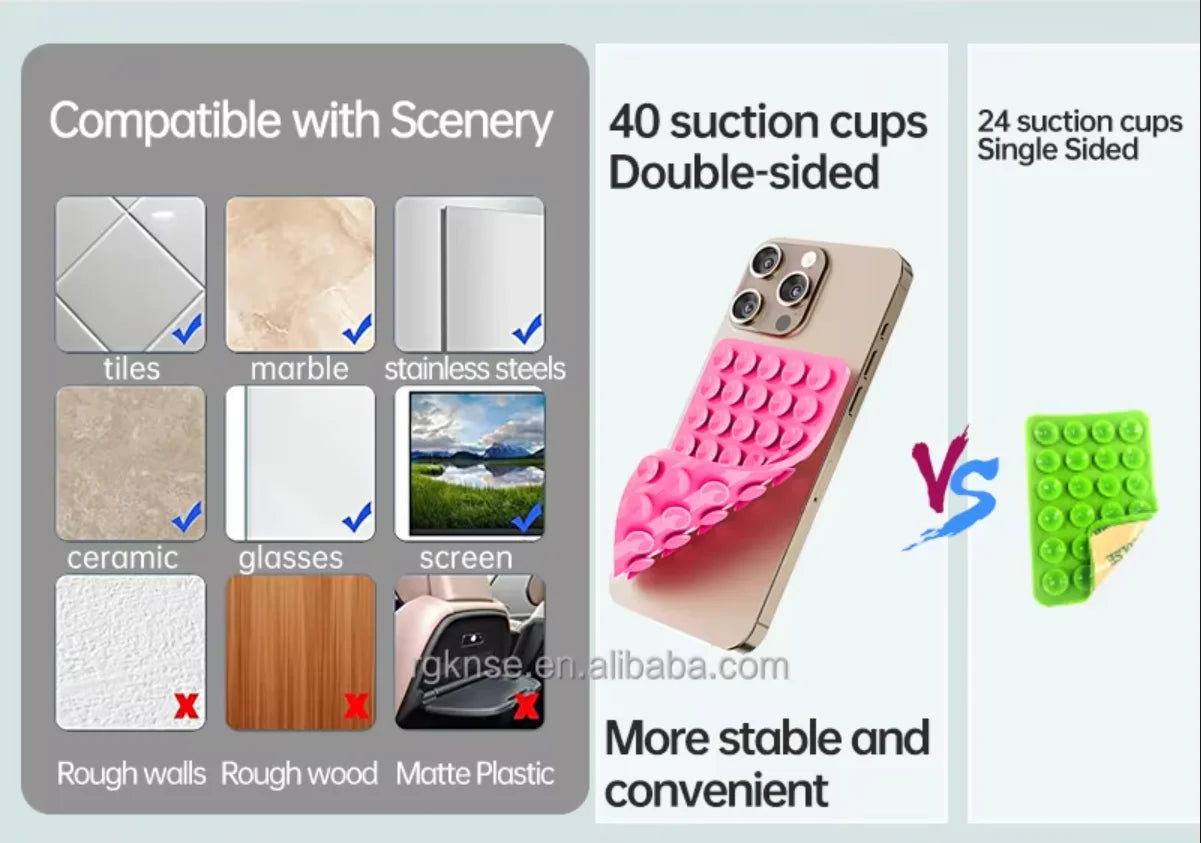 Double-Sided Silicone Suction Phone Case with Detachable Stand