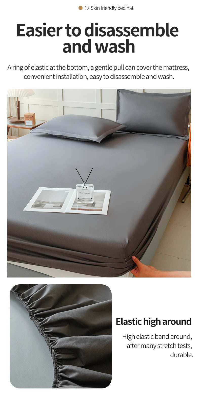Waterproof Fitted Bed Sheet – 360° Elastic Mattress Protector