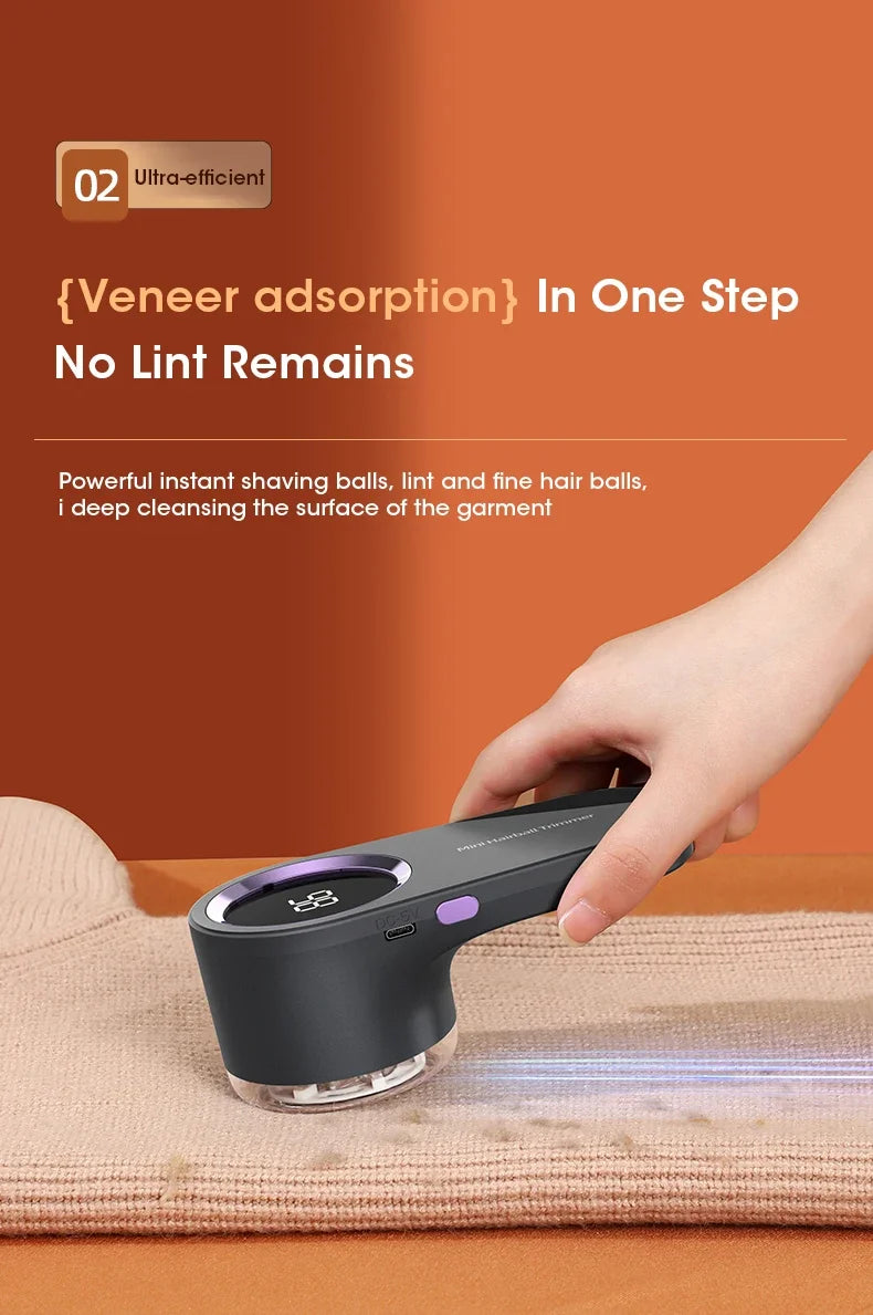 Electric Lint Remover with LED Display – USB Rechargeable Fabric Shaver
