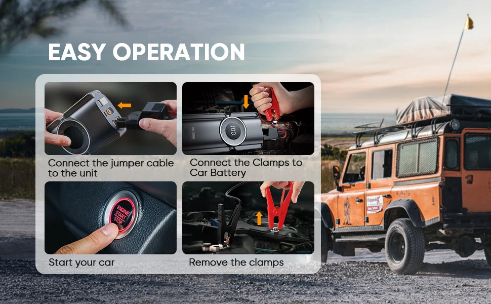4-in-1 Jump Starter – 150PSI Air Compressor & 20000mAh Power Bank
