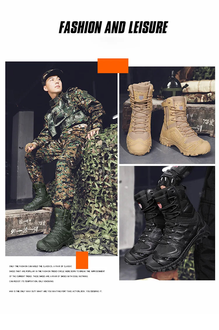 Special Forces Desert Combat Tactical Men's Tall Boots