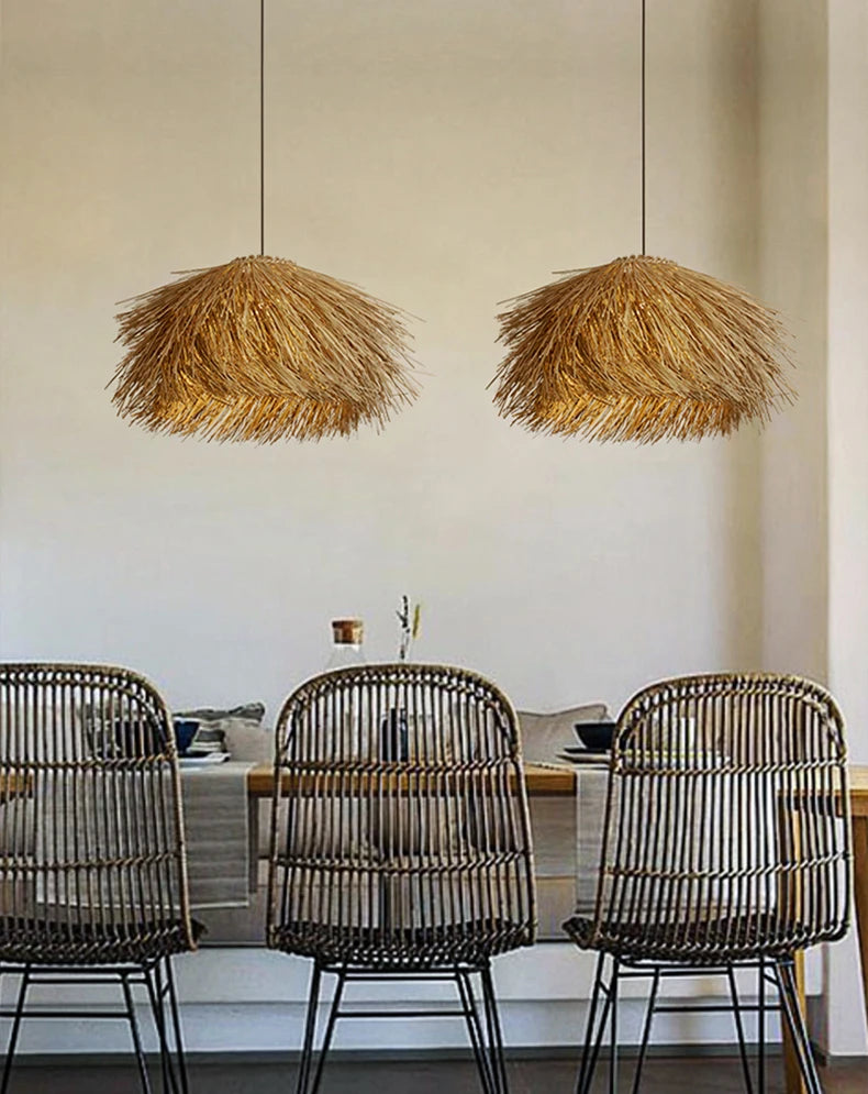Retro Hand-Woven Rattan LED Chandeliers – Pendant Lights 40–80cm