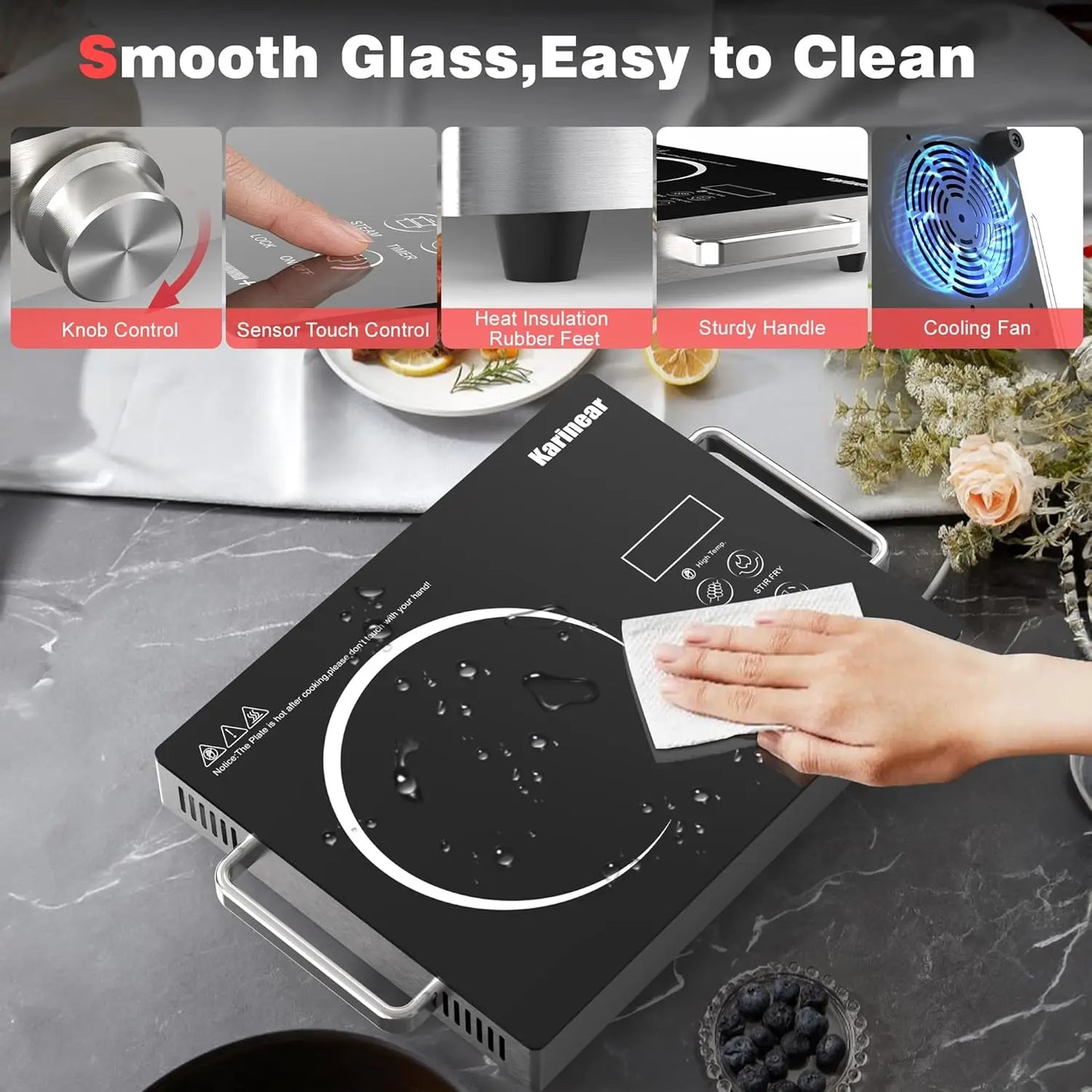Karinear 1 Zone Ceramic Hob - Portable