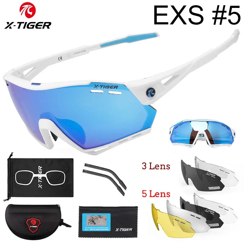 5-Lens Polarized Cycling Glasses – UV Protection Sports Eyewear