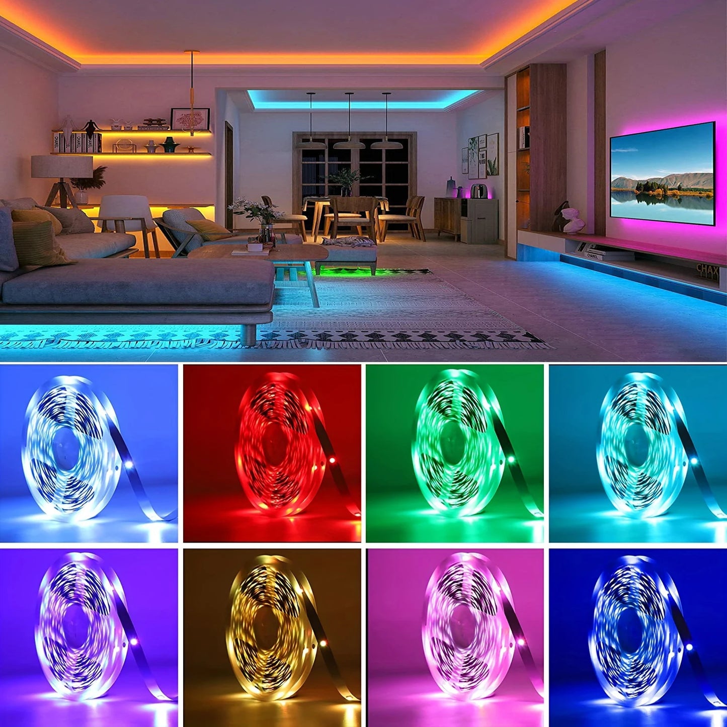 RGB LED Strip Lights – Flexible Room Decor with App & Remote Control