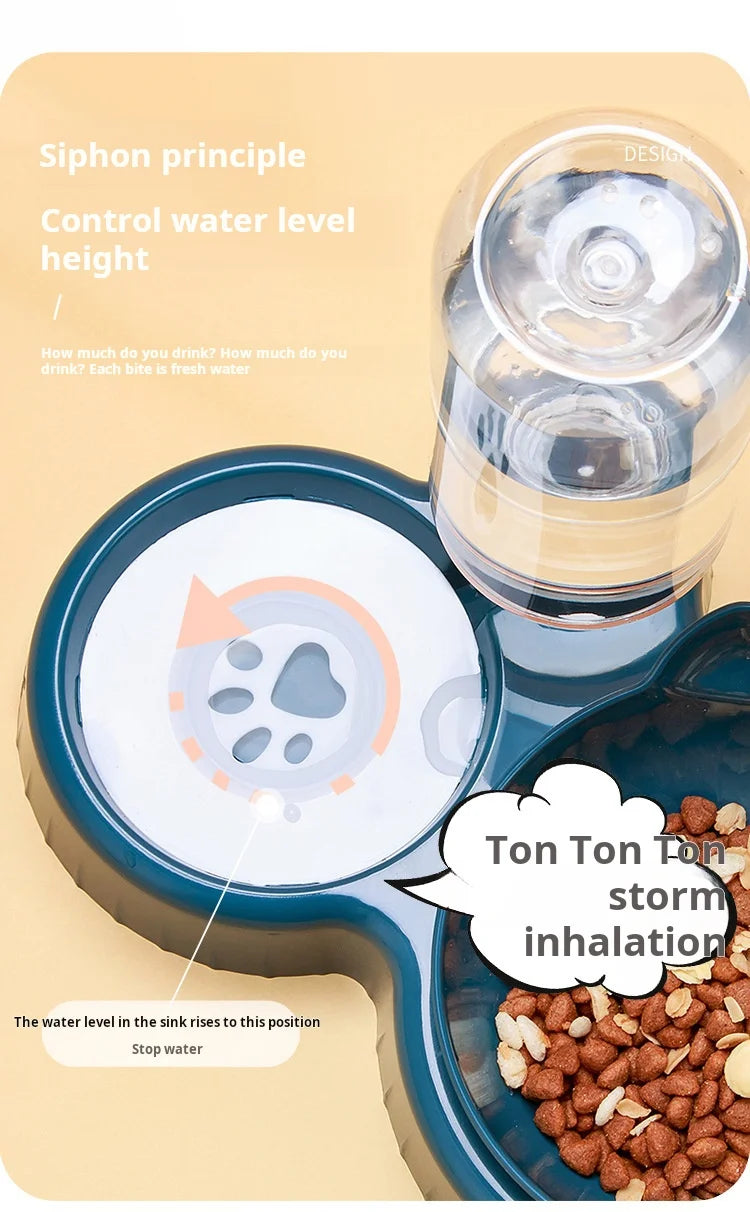 3-in-1 Cat Bowl Set with Tilted Design & Gravity Water Feeder